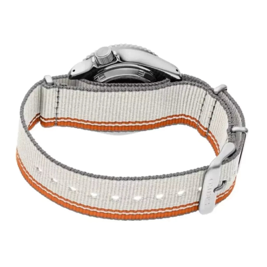 Seiko 5 SRPK73 - Silver Orange Racing Watch - Time Horizon