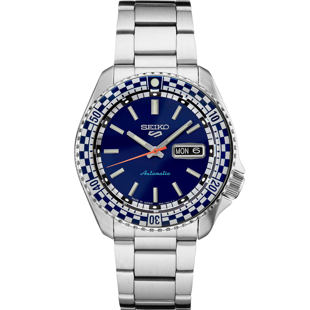 Seiko SRPK65K1 - Petrol Blue Checker Flag Watch | Time Horizon