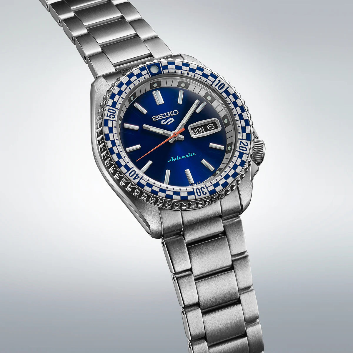 Seiko SRPK65K1 - Petrol Blue Checker Flag Watch | Time Horizon