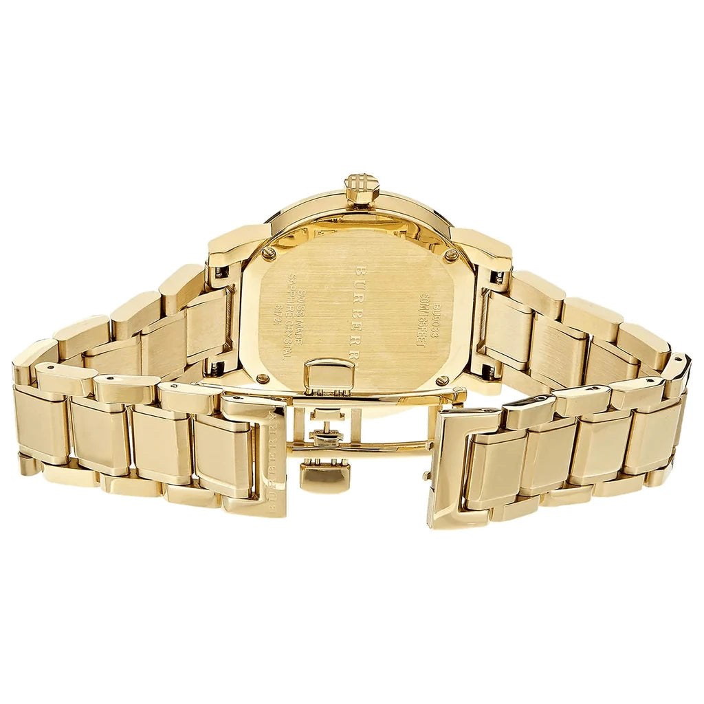 Gold wristwatch on a white background