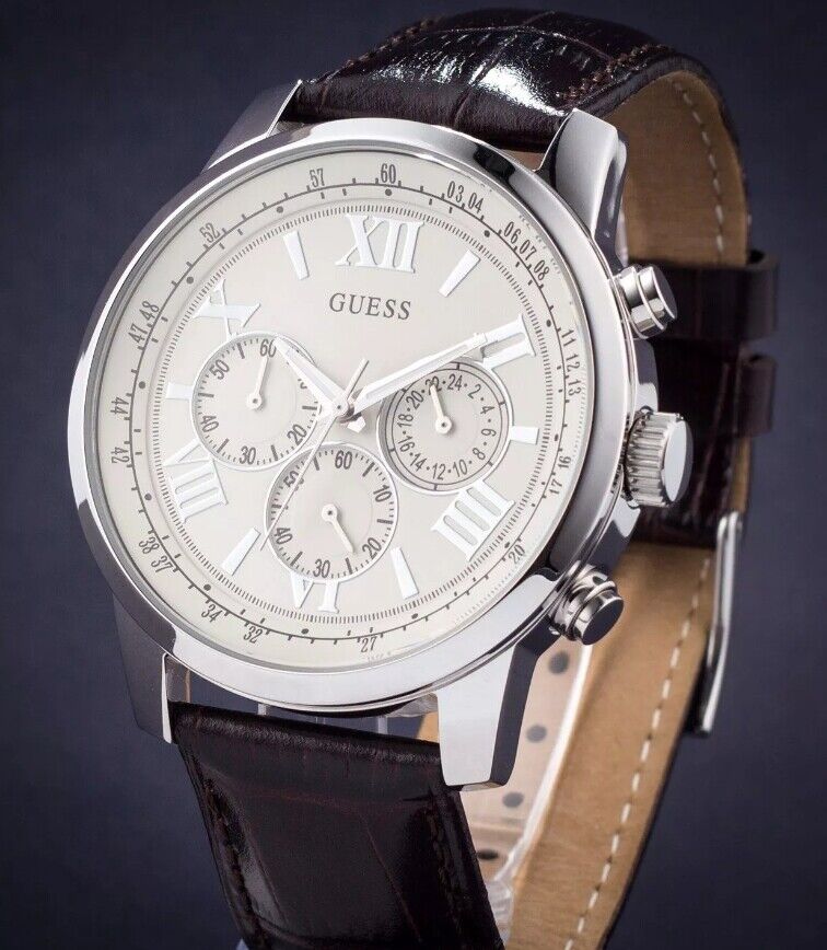 GUESS Horizon W0380G2 – Men’s Leather Watch 45mm