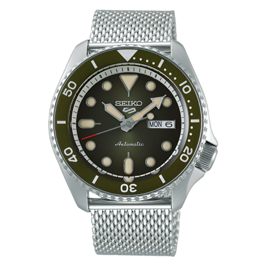 Seiko 5 SRPD75K1 - Green Dial Mesh Watch - Time Horizon